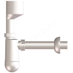 Сифон для писсуаров DN40 с соединительной манжетой и декоративной розеткой