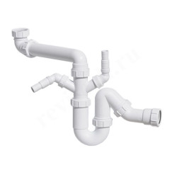 Сифон трубный 40-40, McAlpine с 2-мя адаптерами и универсальной отводной трубой