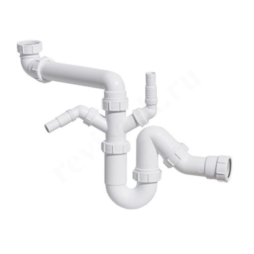 Сифон трубный 40-40, McAlpine с 2-мя адаптерами и универсальной отводной трубой