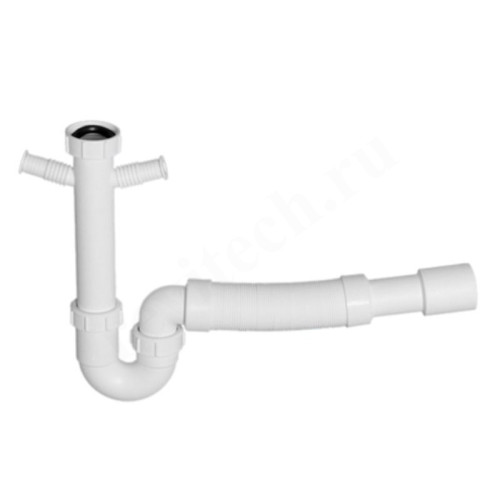 Сифон трубный 40-40/50, McAlpine c 2-мя адаптерами под углом и отводным раздвижным коленом