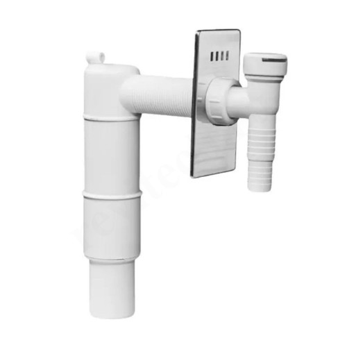 Сифон трубный 40/50, McAlpineс вентиляционным клапаном и металлической накладкой