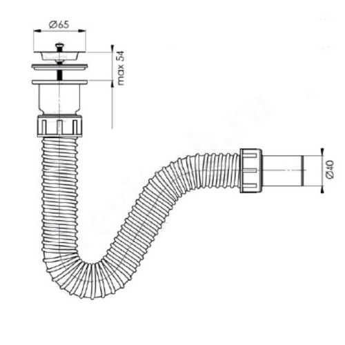 Сифон гофрированный для раковины BETTOSERB, Pestan