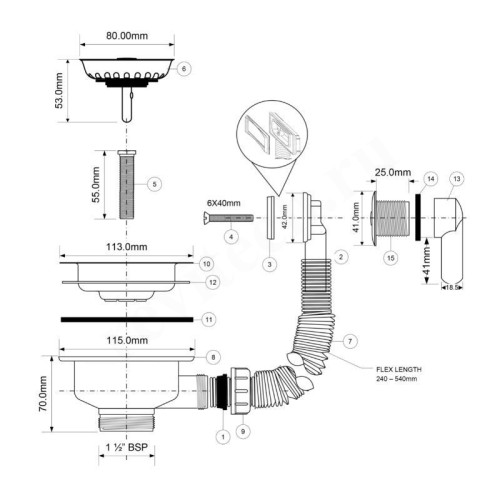 Выпуск с переливом 1 1/2", McAlpine