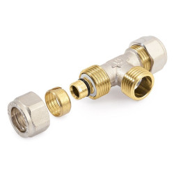 Тройник 26-3/4"-26, General Fittings 5300, обжим-резьба, нар., латунь никелированная