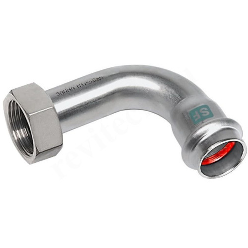 Отвод 15-3/4", Sanha NiroSan SF, 19002M, пресс-резьба, вн., сталь нержавеющая, с накидной гайкой