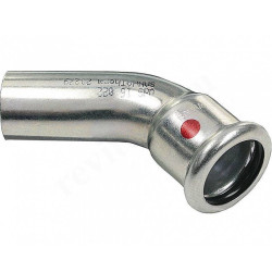 Отвод 45 18-18, Sanha Press Chrom 16040, пресс-труба, сталь (хром)