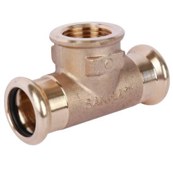 Тройник 22-3/4"-22, Sanha PuraPress 8130G, пресс-резьба, вн., бронза