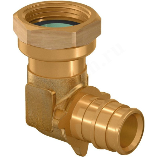 Угольник 90° 25-3/4", WAAG, обж.кольцо-резьба, вн., латунь, с накид.гайкой