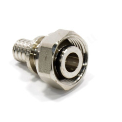 Переходник 16-3/4", Rehau RAUTITAN, надв.гильза-резьба, вн., латунь (никель), евроконус, с накид.гай