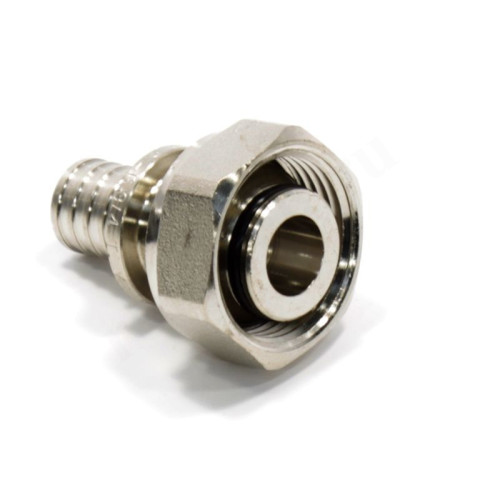 Переходник 16-3/4", Rehau RAUTITAN, надв.гильза-резьба, вн., латунь (никель), евроконус, с накид.гай