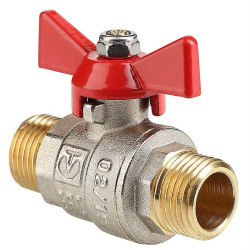 Кран шаровой резьб. 3/4", PN40, Valtec Base VT.219, латунь, нар.р.- нар.р., с бабочкой