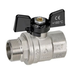 Кран шаровой резьб. 1", PN40, Bugatti OREGON 307, латунь, вн.р.- нар.р., с бабочкой