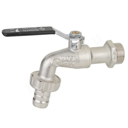 Кран шаровой штуцер-резьба DN20 - 3/4", PN16, Bugatti ALASKA 661, латунь, нар.р., с рычагом