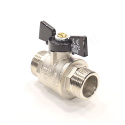 Кран шаровой резьб. 1", PN40, Bugatti OREGON 327, латунь, нар.р.- нар.р., с бабочкой