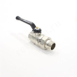 Кран шаровой резьб. 1", PN40, Bugatti OREGON 320, латунь, вн.р. - нар.р. с амер., с рычагом