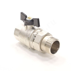 Кран шаровой резьб. 1 1/4", PN20, Bugatti NEW JERSEY 922, латунь, вн.р. - нар.р. с амер., с бабочкой