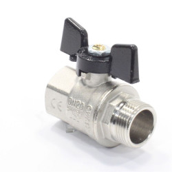 Кран шаровой резьб. 3/4", PN30, Bugatti NEW JERSEY 917, латунь, вн.р.- нар.р., с бабочкой