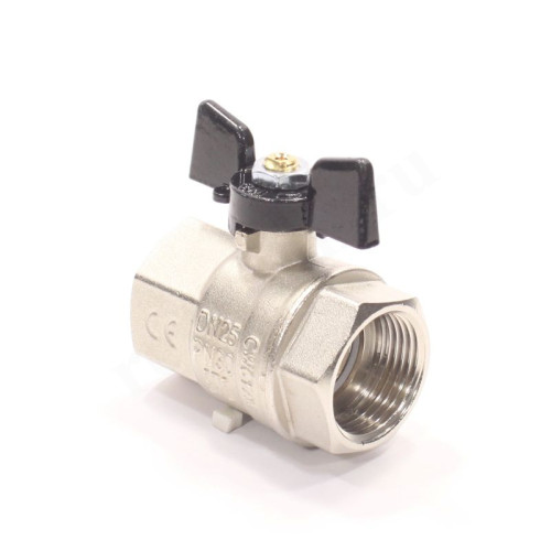 Кран шаровой резьб. 1", PN30, Bugatti NEW JERSEY 912, латунь, вн.р.- вн.р., с бабочкой