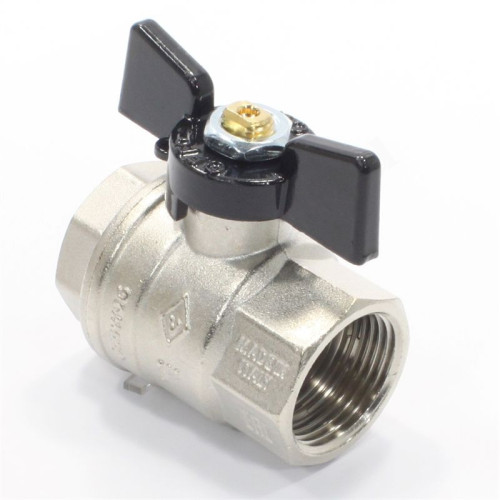 Кран шаровой резьб. 1", PN40, Bugatti OREGON 302, латунь, вн.р.- вн.р., с бабочкой