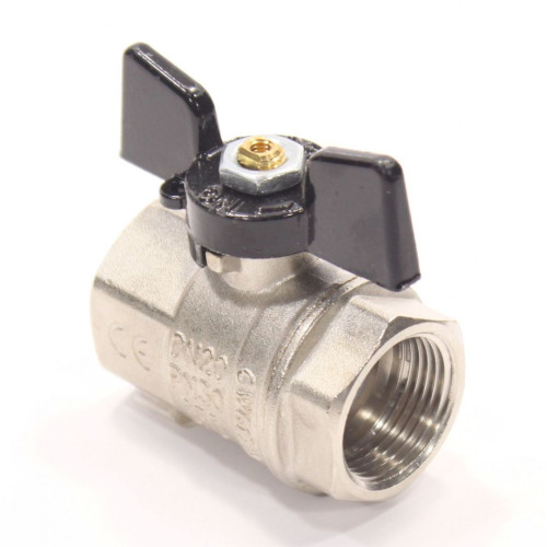 Кран шаровой резьб. 3/4", PN30, Bugatti NEW JERSEY 912, латунь, вн.р.- вн.р., с бабочкой