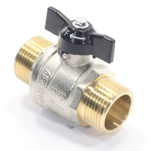 Кран шаровой резьб. 1", PN40, General Fittings 7100 M3, латунь, нар.р.- нар.р., с бабочкой