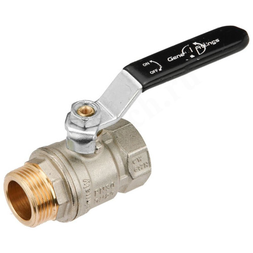 Кран шаровой резьб. 1 1/2", PN25, General Fittings 7S00 L2, латунь, вн.р.- нар.р., с рычагом