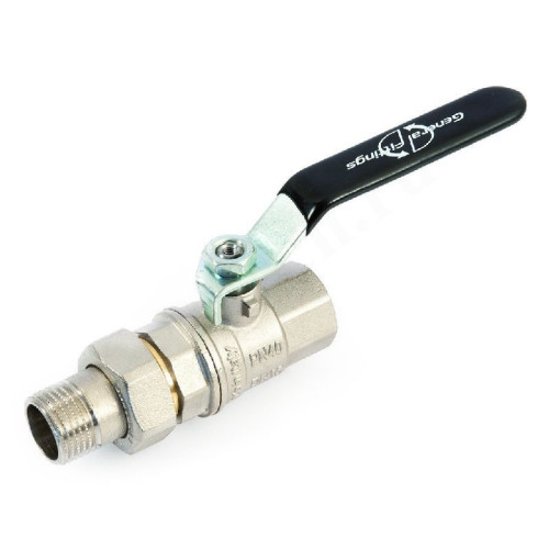 Кран шаровой резьб. 3/4", PN40, General Fittings 7100, латунь, вн.р. - нар.р. с амер., с рычагом