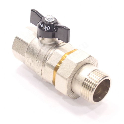 Кран шаровой резьб. 1", PN40, General Fittings 7100 M5, латунь, вн.р. - нар.р. с амер., с бабочкой