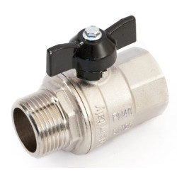 Кран шаровой резьб. 3/4", PN40, General Fittings 7100 M2, латунь, вн.р.- нар.р., с бабочкой