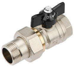 Кран шаровой резьб. 1 1/4", PN25, General Fittings 7S00 M5, латунь, вн.р. - нар.р. с амер., с бабочк