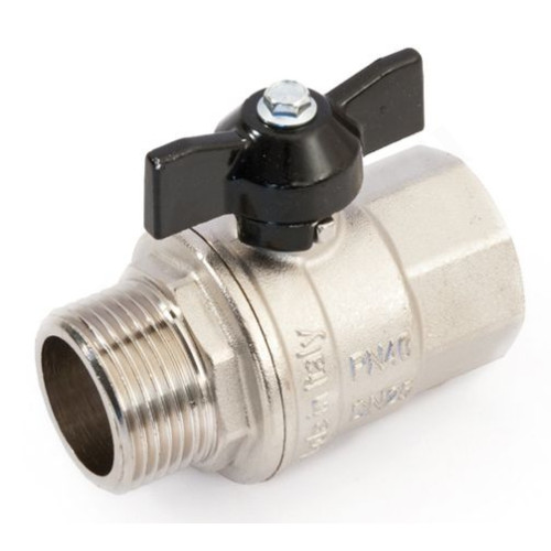 Кран шаровой резьб. 1", PN40, General Fittings 7100 M2, латунь, вн.р.- нар.р., с бабочкой