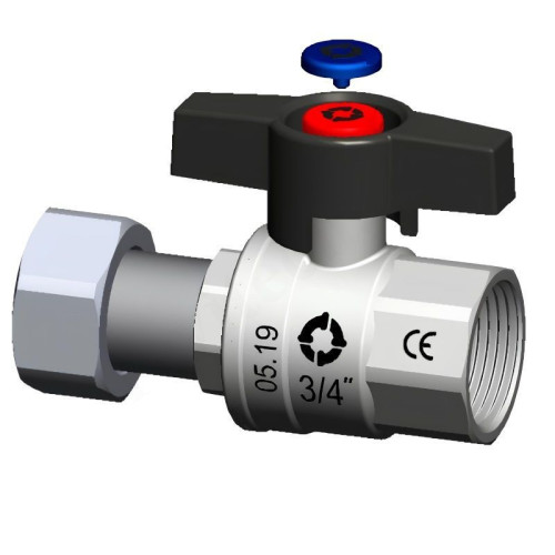 Кран шаровой резьб. 3/4", PN40, WAAG, латунь, вн.р. с нак. гайкой - вн.р., с бабочкой