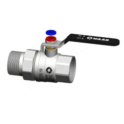 Кран шаровой резьб. 1 1/4", PN25, WAAG, латунь, вн.р. - нар.р. с амер., с рычагом