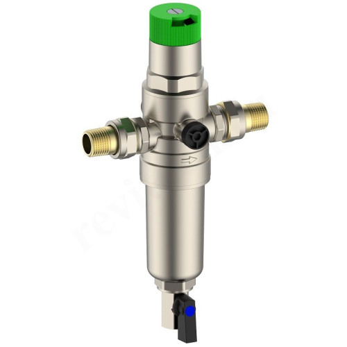 Фильтр сетчатый резьб. 3/4", PN16, WAAG, латунь, со сливным краном, (хол./гор.), с редуктором давлен