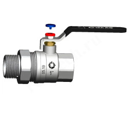 Кран шаровой резьб. 1", PN40, WAAG, латунь, вн.р. - нар.р. с амер., с рычагом