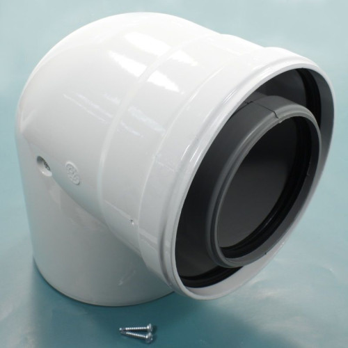 Отвод 87 80/125, Baxi, раструб-труба, полипропилен, (для конденс.котла)