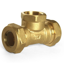 Тройник 15-1/2"-15, Stahlmann EF, обжим-резьба, вн., латунь