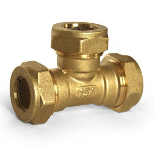 Тройник 15-15-15, Stahlmann EF, обжим-обжим, латунь