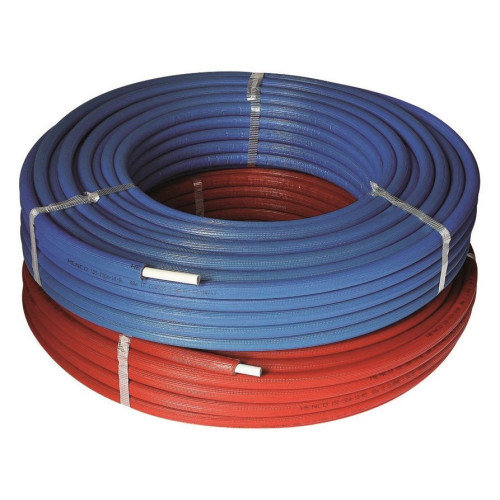 Труба металлопластиковая Henco RIXc DN26 x 3,0 PN10 (бухта 25 м), PE-Xc / Al / PE-Xc, белая, в красн