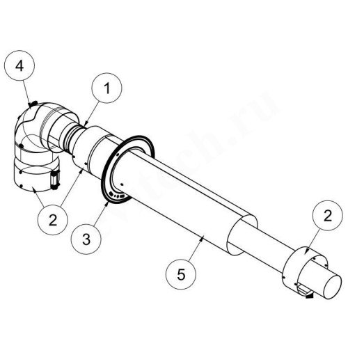Дымоход в сборе Protherm DN60/100 x  L0,75м, с ревизионным отверстием