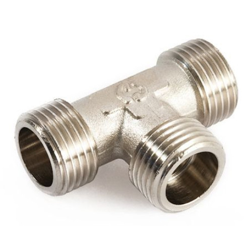 Тройник 3/4"-3/4"-3/4", General Fittings 2700 10, резьба-резьба, нар., латунь (никель)