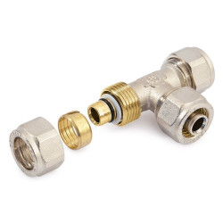 Тройник 16-16-16, General Fittings 5300, 10, обжим-обжим, латунь (никель)