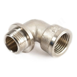 Угольник 90° 1"-1", General Fittings 2700 24, резьба-резьба, вн.- нар., латунь (никель), с ограничит