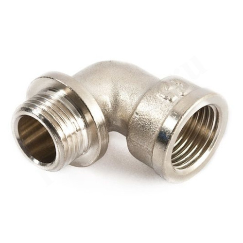 Угольник 90° 1"-1", General Fittings 2700 24, резьба-резьба, вн.- нар., латунь (никель), с ограничит
