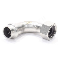 Отвод 90 15-1/2", WAAG Heavy Inox, пресс-резьба, вн., сталь нержавеющая, с накид.гайкой