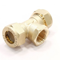 Тройник 15-1/2"-15, Stahlmann EF, обжим-резьба, вн., латунь