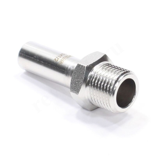 Переходник 15-1/2", WAAG Heavy Inox, труба-резьба, нар., сталь нержавеющая