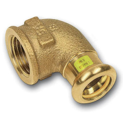 Угольник 90° 18-1/2", Sanha Press Gas 11090G, пресс-резьба, вн., бронза