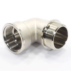 Угольник 90° 1 1/2"-1 1/2", General Fittings 2700 24, резьба-резьба, вн.- нар., латунь (никель), с о