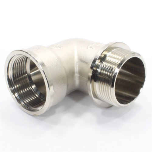 Угольник 90° 1 1/2"-1 1/2", General Fittings 2700 24, резьба-резьба, вн.- нар., латунь (никель), с о